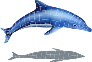 Artistry In Mosaics Dolphin in the Sun with Shadow A Porcelain Pool Design 31" x 42